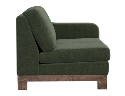 Wooden Frame & Base, Sectional Right-Arm Loveseat - Olive Green