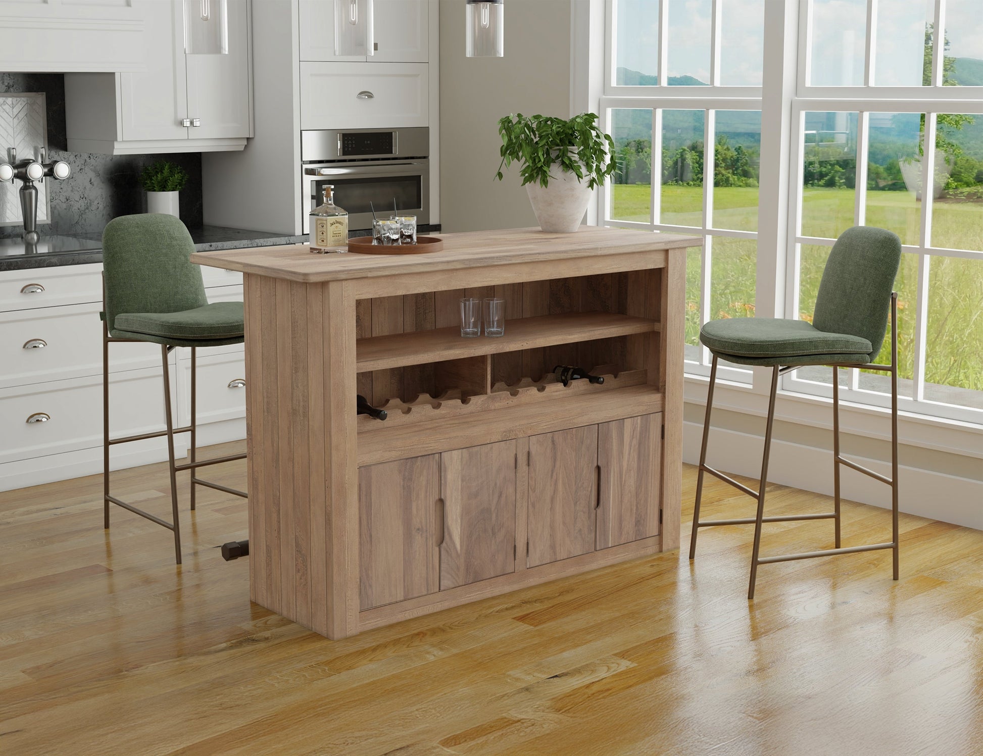 4 Door Wooden Bar - Brown cappuccino