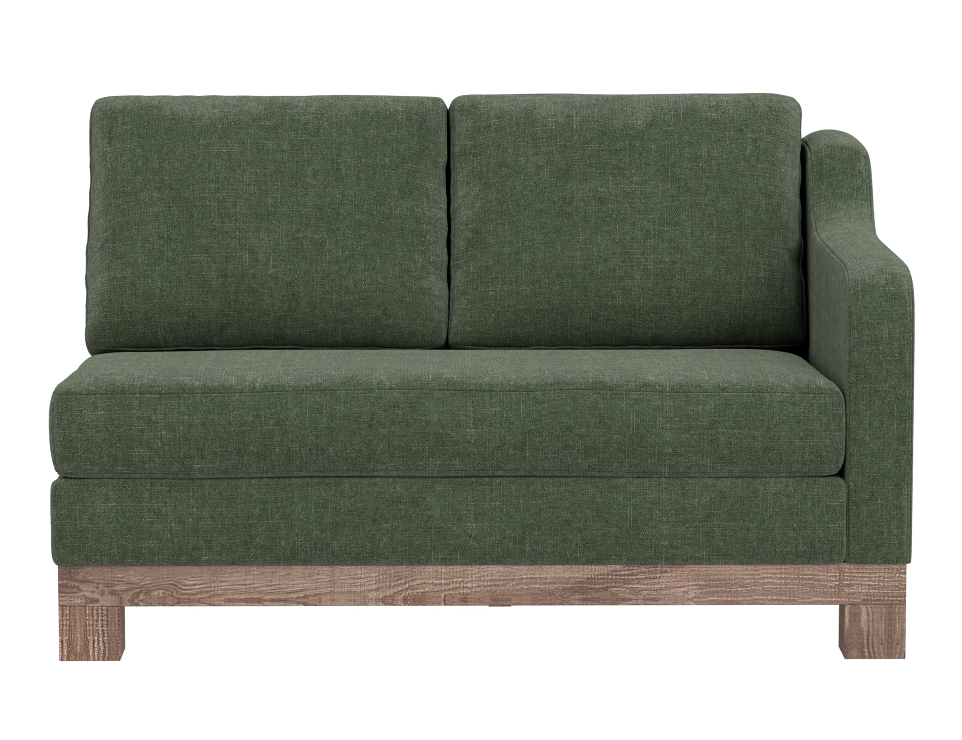 Wooden Frame & Base, Sectional Right-Arm Loveseat - Olive Green