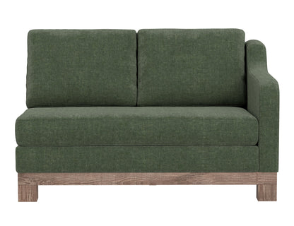 Wooden Frame & Base, Sectional Right-Arm Loveseat - Olive Green