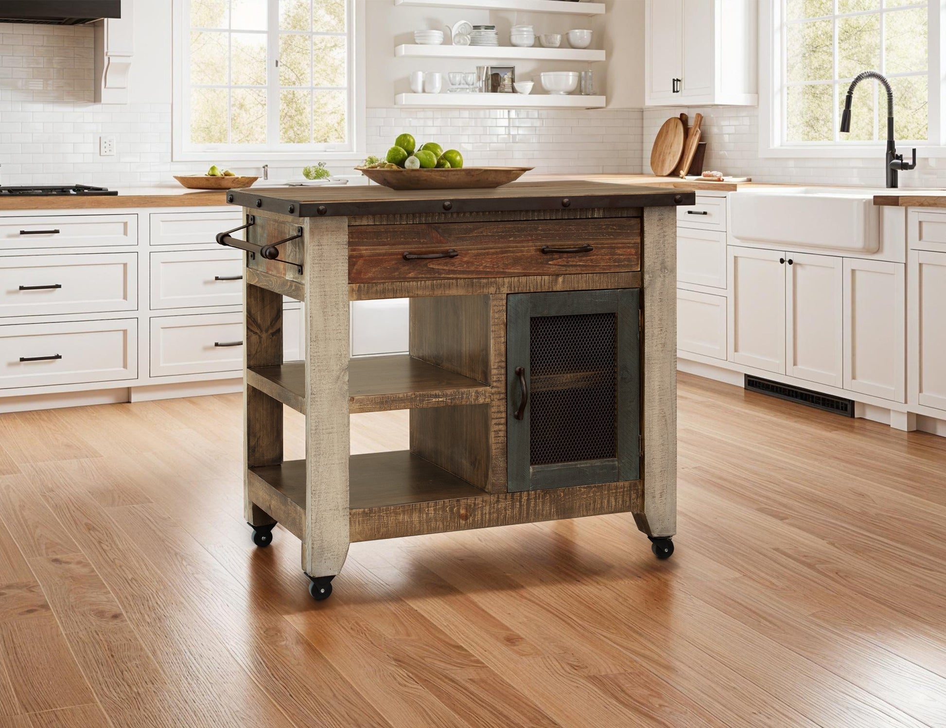 1 Drawer, 1 Mesh Door Kitchen Island - Multicolor