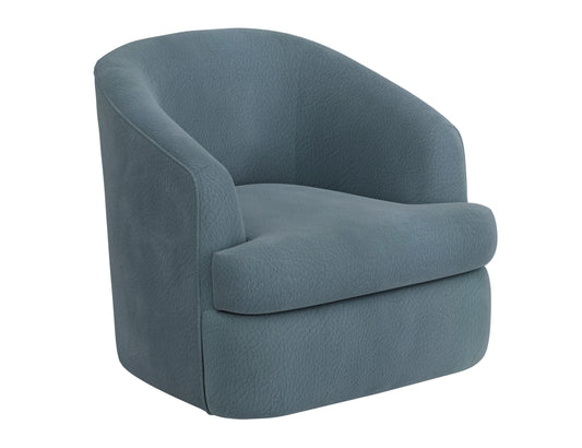 Wooden Frame & Metal Base, 360 Degree Swivel Accent Chair - Light Indigo