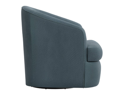 Wooden Frame & Metal Base, 360 Degree Swivel Accent Chair - Light Indigo