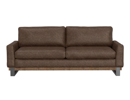 Metal & Wood Base, Sofa - Chocolate Brown