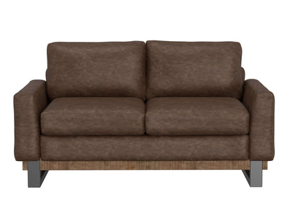 Metal & Wood Base, Loveseat - Chocolate Brown