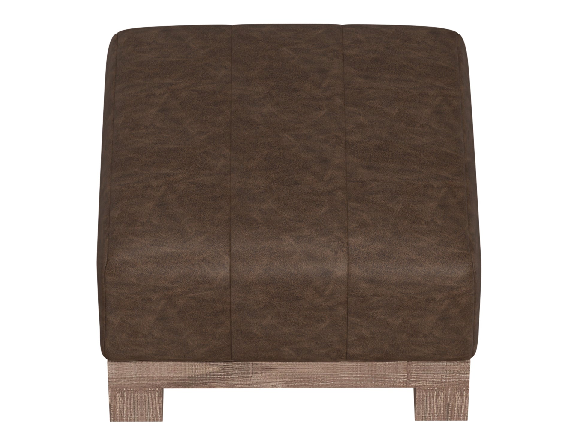 Wooden Frame & Base, Upholstered Square Ottoman - Chocolate Brown