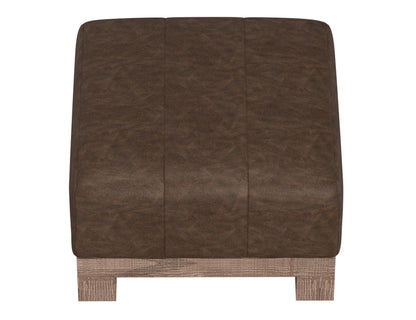 Wooden Frame & Base, Upholstered Square Ottoman - Chocolate Brown