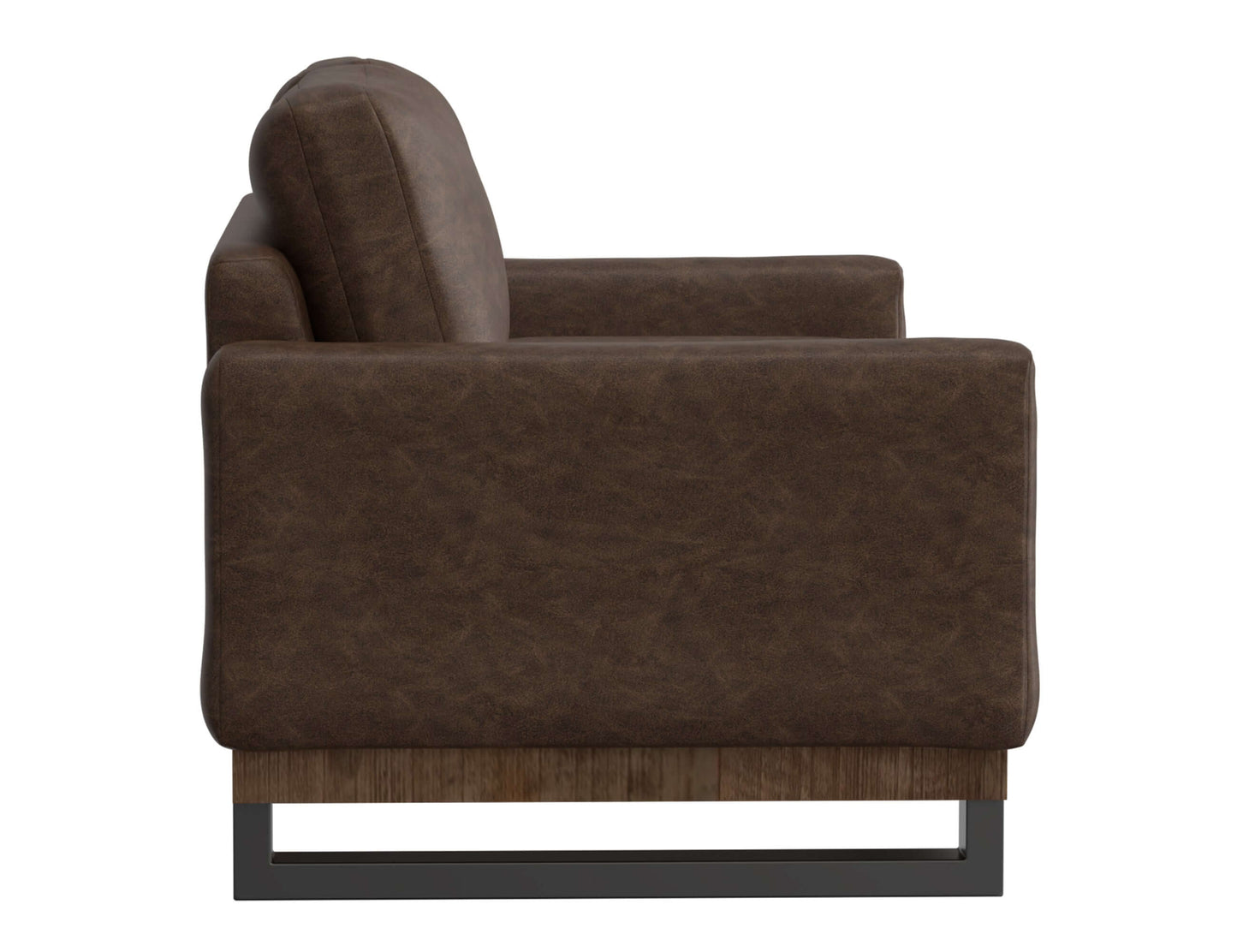 Metal & Wood Base, Loveseat - Chocolate Brown