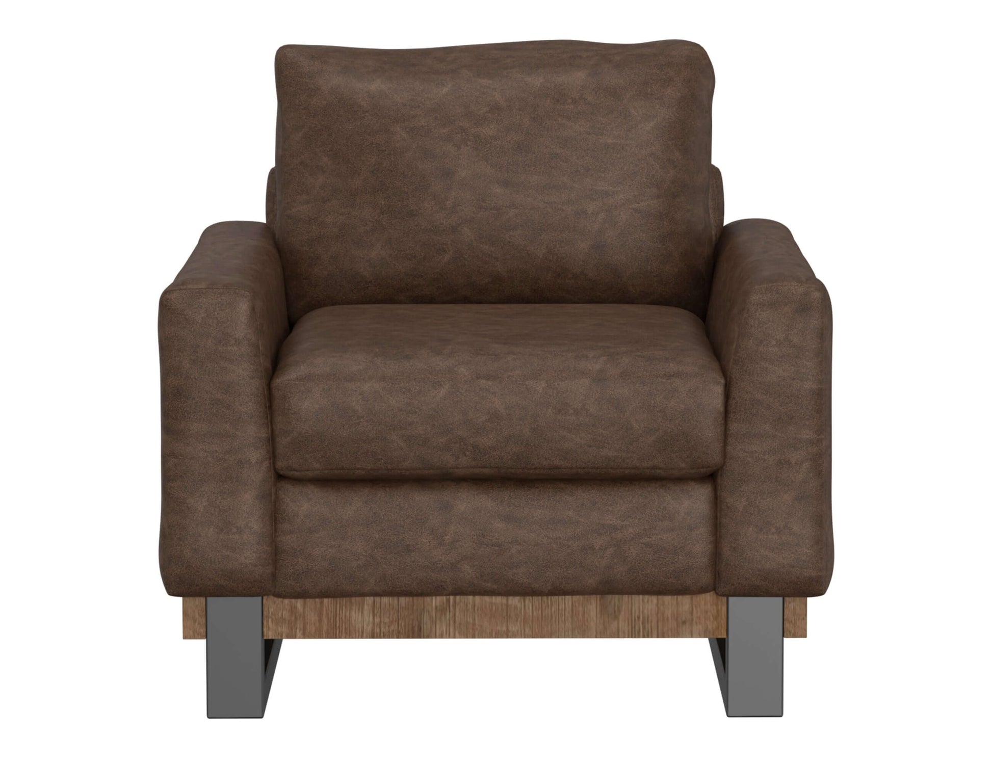 Metal & Wood Base, Armchair - Chocolate Brown