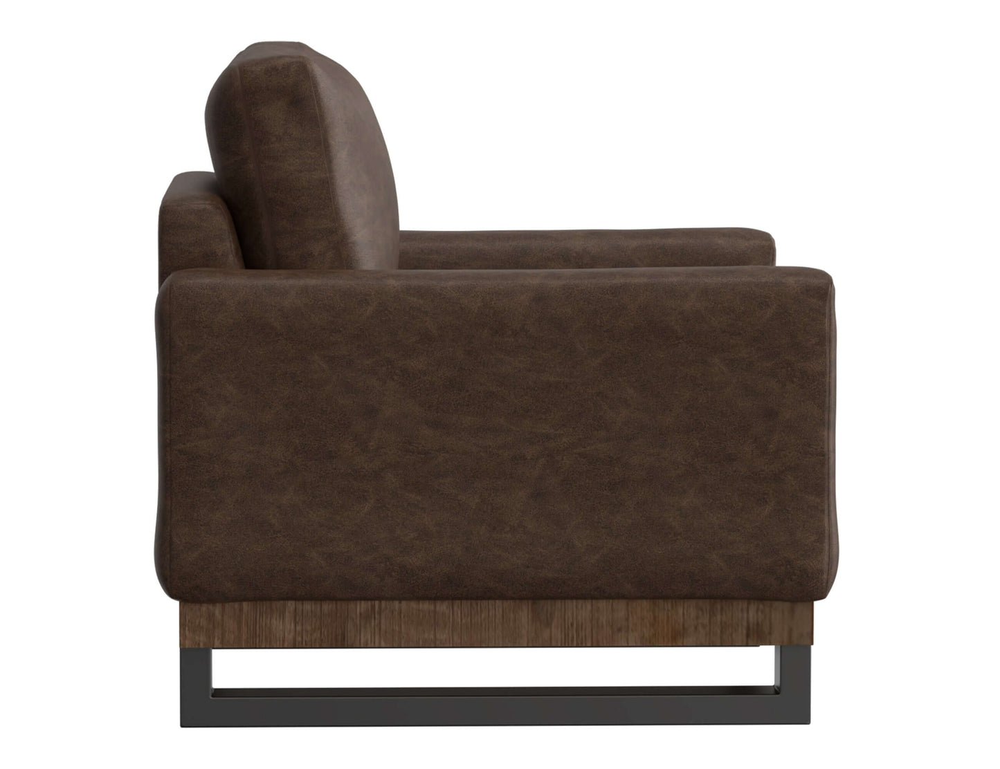 Metal & Wood Base, Armchair - Chocolate Brown
