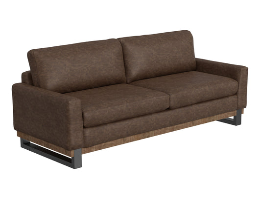 Metal & Wood Base, Sofa - Chocolate Brown