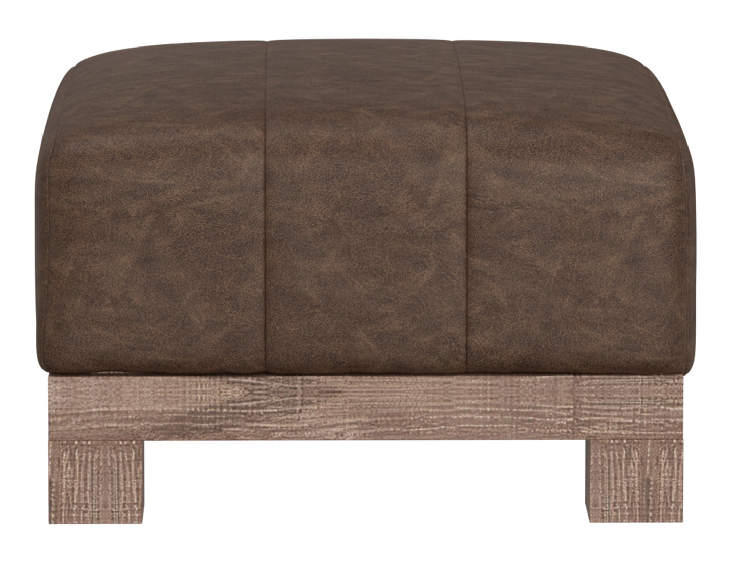 Wooden Frame & Base, Upholstered Square Ottoman - Chocolate Brown