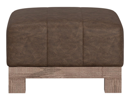 Wooden Frame & Base, Upholstered Square Ottoman - Chocolate Brown