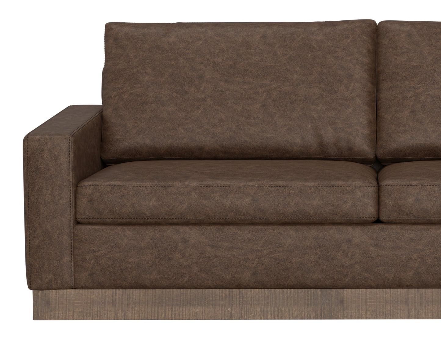 Wooden Frame & Base, Upholstered Square Ottoman - Chocolate Brown