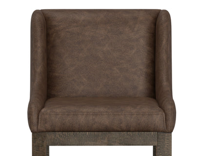 Wooden Frame & Base, 24" Upholstered Barstool - Chocolate Brown