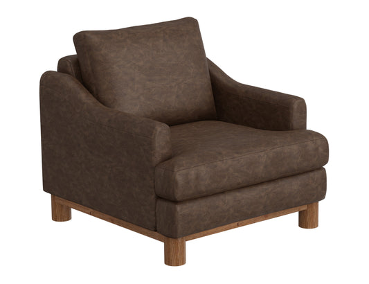 Wooden Frame & Base, Armchair - Chocolate Brown