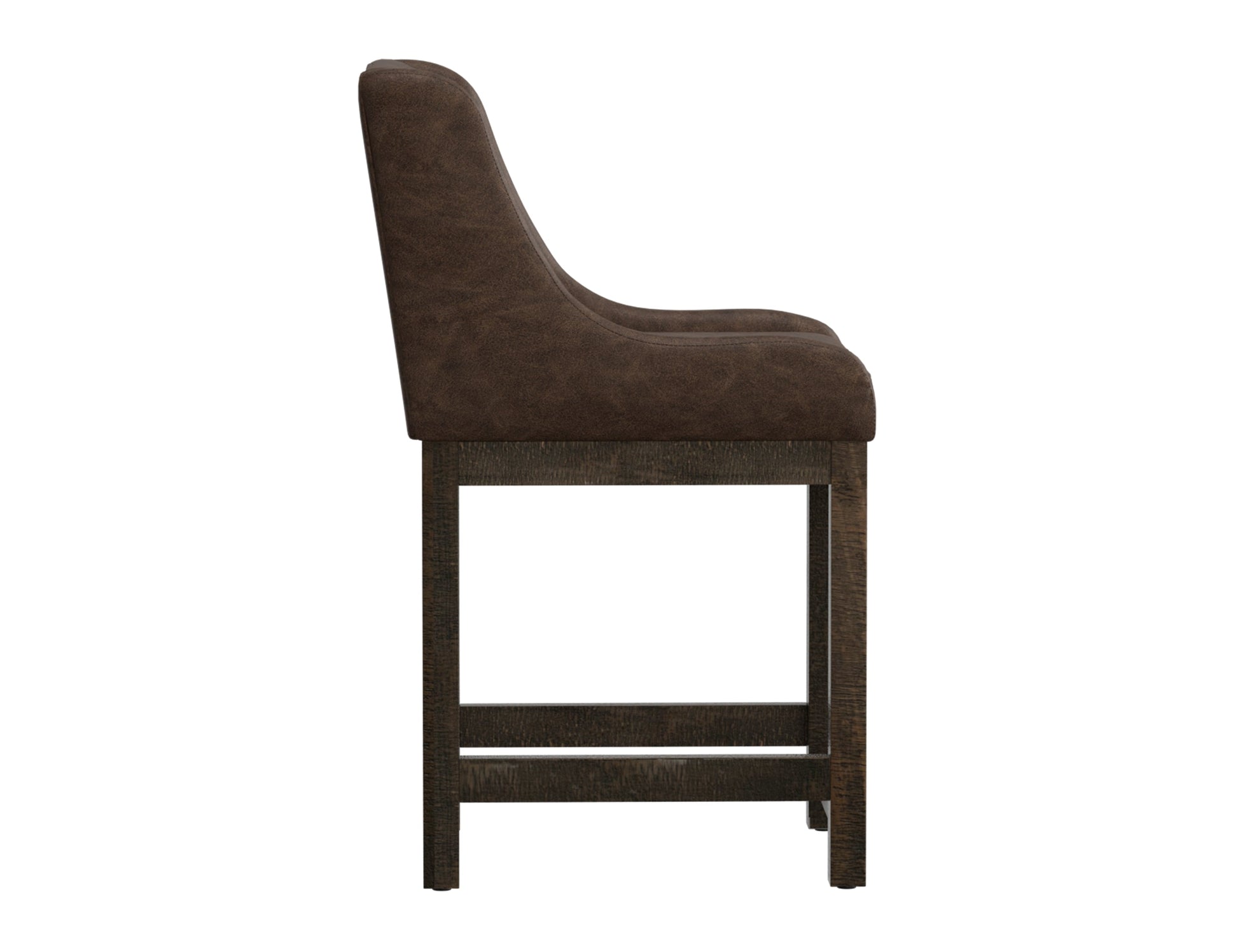 Wooden Frame & Base, 24" Upholstered Barstool - Chocolate Brown