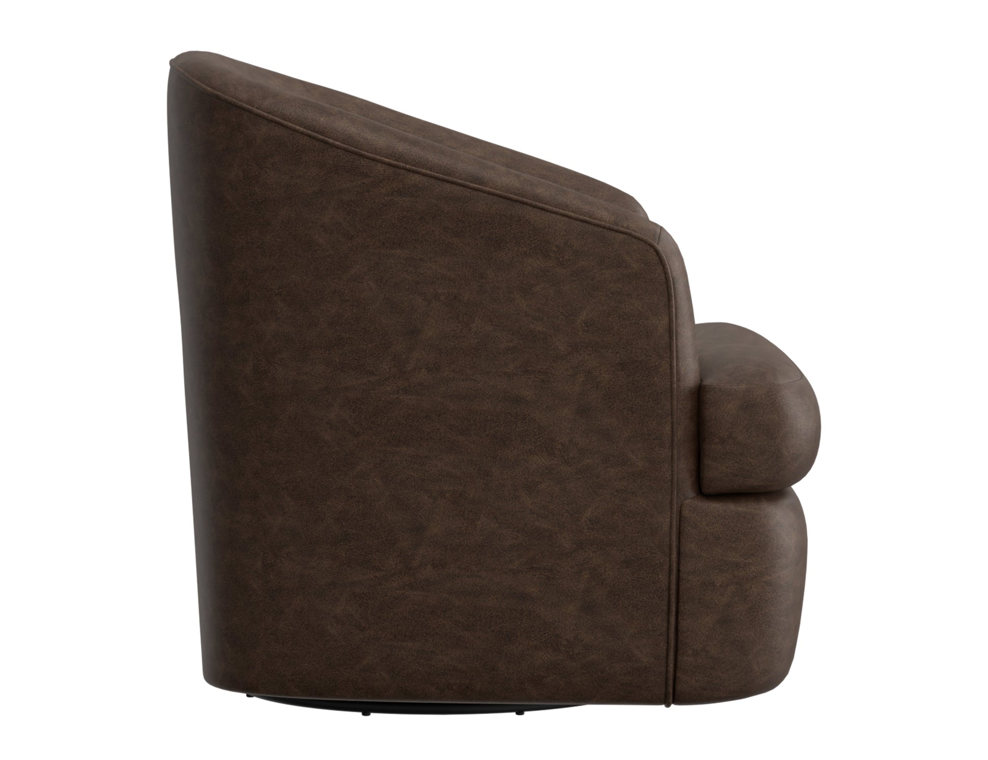 Wooden Frame & Metal Base, 360 Degree Swivel Accent Chair - Chocolate Brown