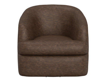 Wooden Frame & Metal Base, 360 Degree Swivel Accent Chair - Chocolate Brown
