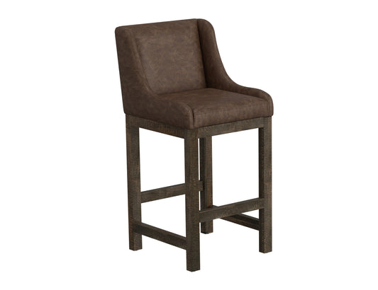 Wooden Frame & Base, 30" Upholstered Barstool - Chocolate Brown