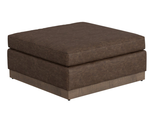 Wooden Frame & Base, Upholstered Square Ottoman - Chocolate Brown