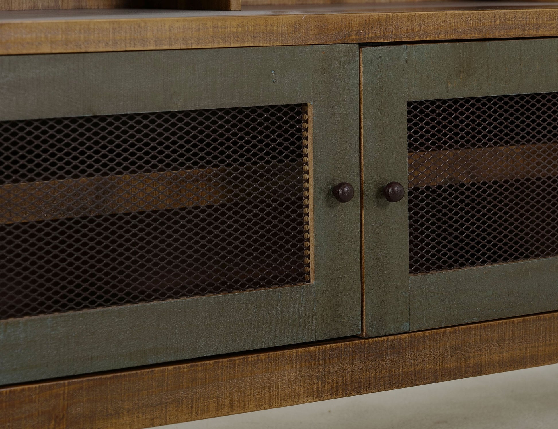 3 Drawer, 2 Iron Mesh Doors 62" TV Stand - Multicolor