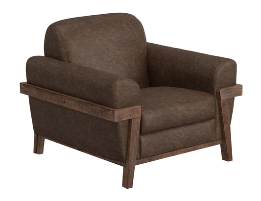 Wooden Frame & Base, Armchair - Chocolate Brown