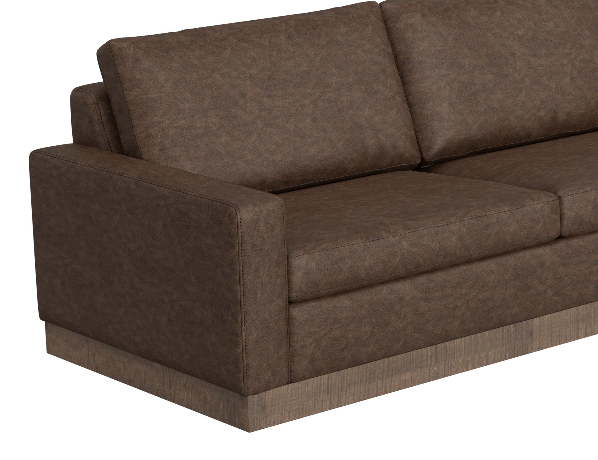 Wooden Frame & Base, Upholstered Square Ottoman - Chocolate Brown