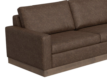 Wooden Frame & Base, Upholstered Square Ottoman - Chocolate Brown