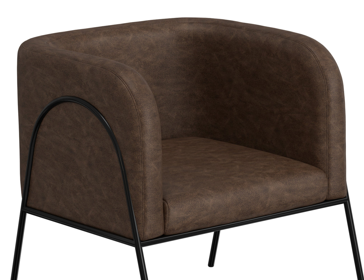 Wooden Frame & Metal Base, Armchair - Chocolate Brown