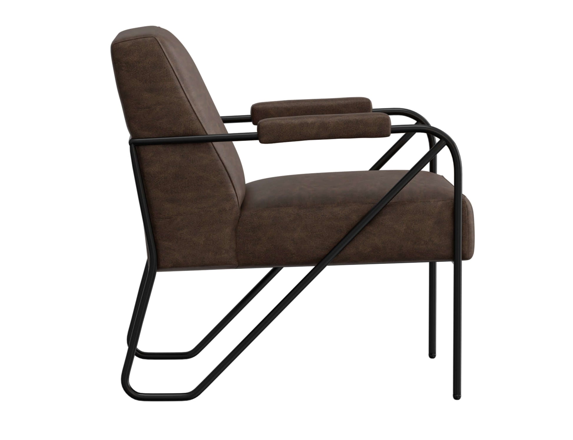 Wooden Frame & Metal Base, Armchair - Chocolate Brown