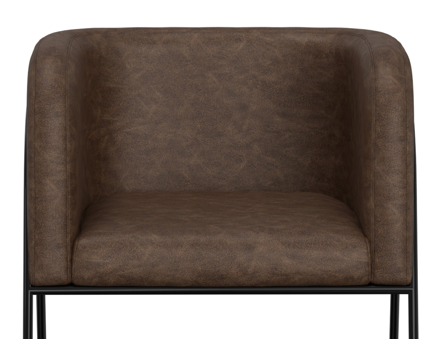 Wooden Frame & Metal Base, Armchair - Chocolate Brown