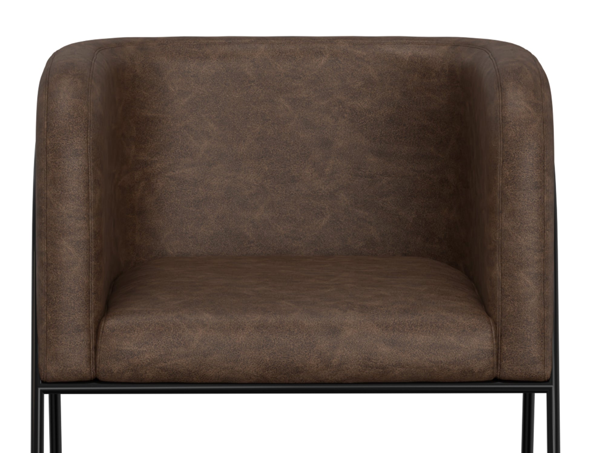 Wooden Frame & Metal Base, Armchair - Chocolate Brown