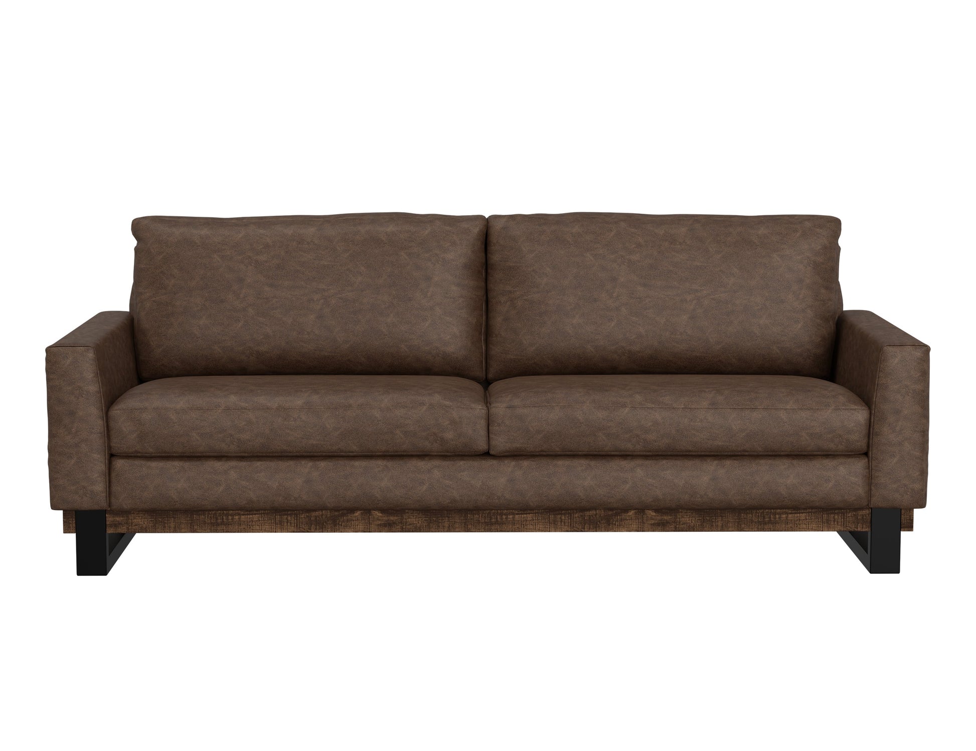 Metal & Wood Base, Sofa - Chocolate Brown