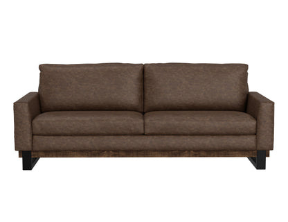 Metal & Wood Base, Sofa - Chocolate Brown