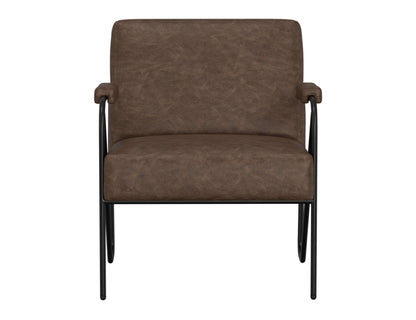 Wooden Frame & Metal Base, Armchair - Chocolate Brown