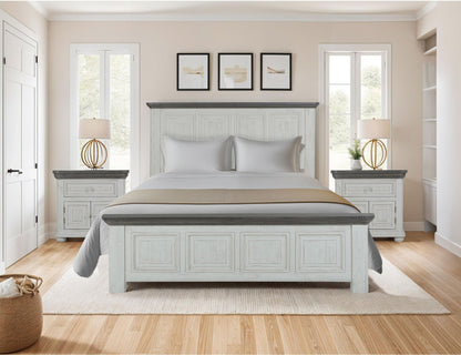 1 Drawer 2 Door Nightstand - Off-White & Gray