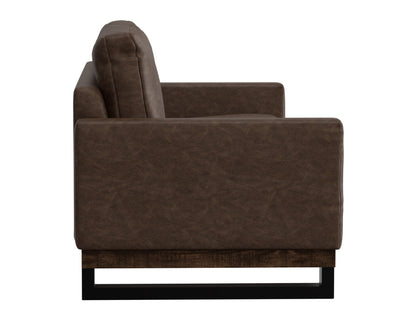 Metal & Wood Base, Sofa - Chocolate Brown