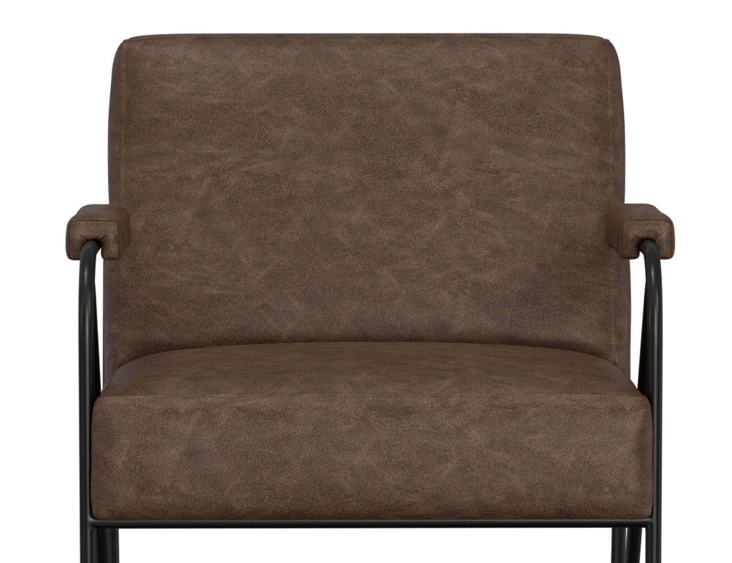 Wooden Frame & Metal Base, Armchair - Chocolate Brown
