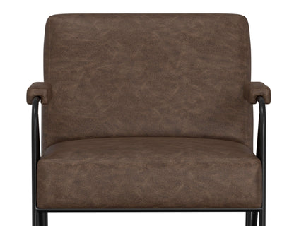 Wooden Frame & Metal Base, Armchair - Chocolate Brown