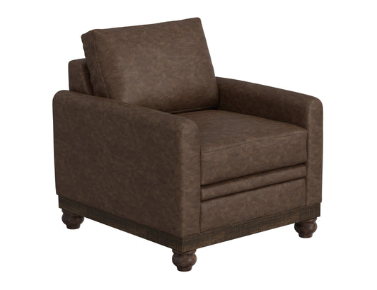 Wooden Frame & Base, Armchair - Chocolate Brown