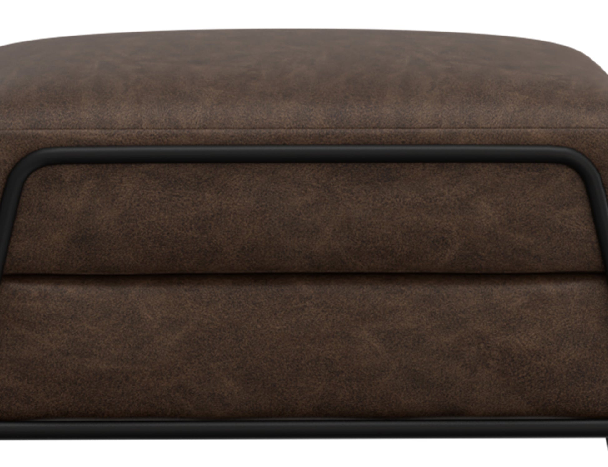 Wooden Frame & Metal Base, Footstool Ottoman - Chocolate Brown