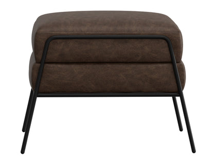 Wooden Frame & Metal Base, Footstool Ottoman - Chocolate Brown