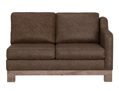 Wooden Frame & Base, Sectional Right-Arm Loveseat - Chocolate Brown