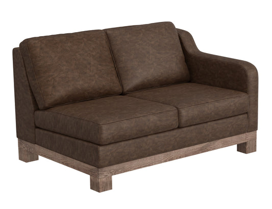 Wooden Frame & Base, Sectional Right-Arm Loveseat - Chocolate Brown