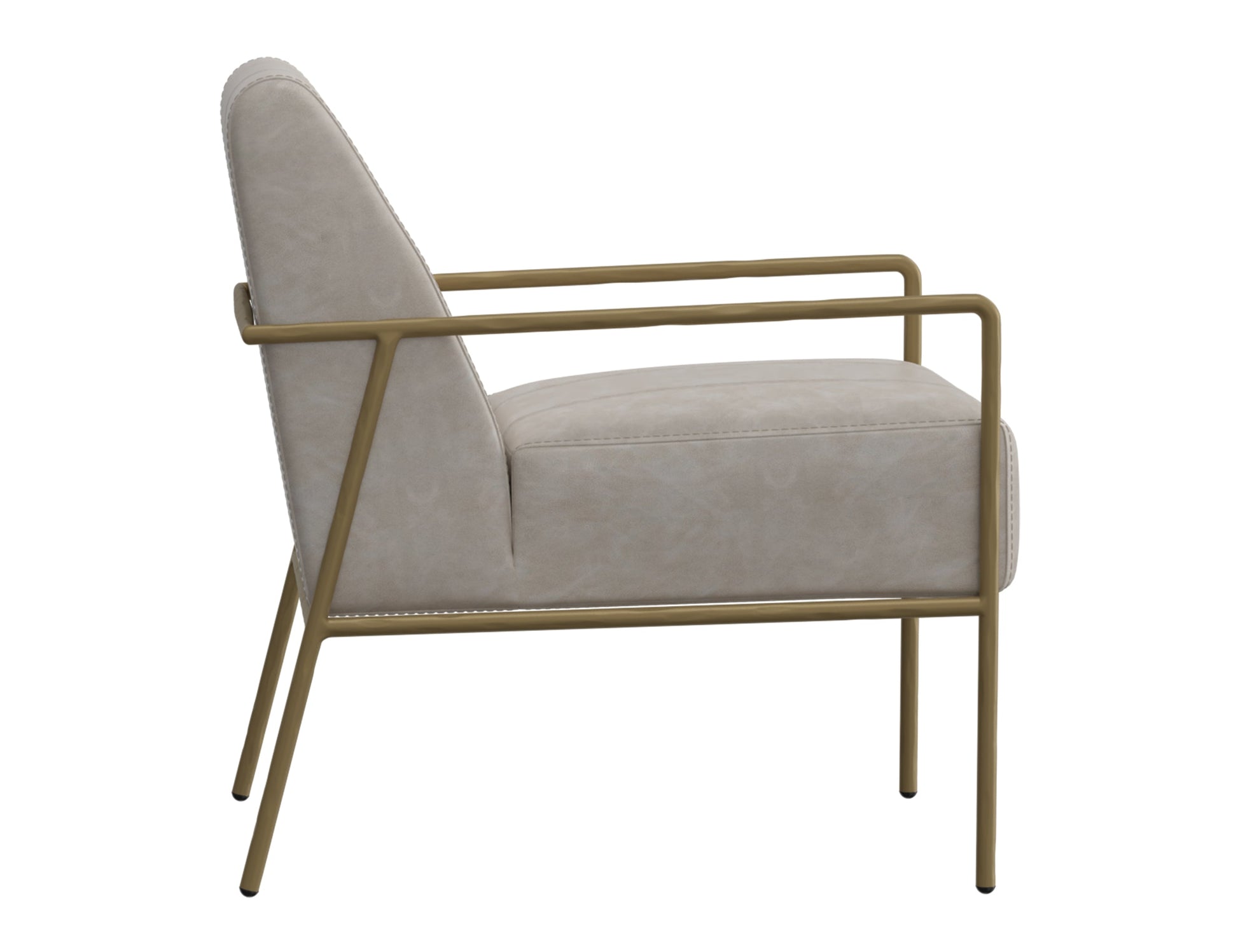 Wooden Frame & Metal Base, Armchair - Ivory