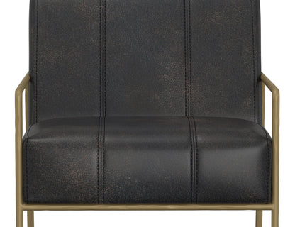 Wooden Frame & Metal Base, Armchair - Licorice Black