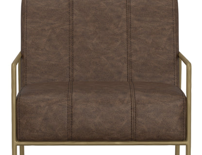 Wooden Frame & Metal Base, Armchair - Chocolate Brown