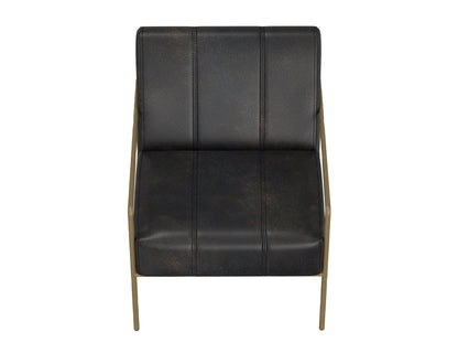 Wooden Frame & Metal Base, Armchair - Licorice Black