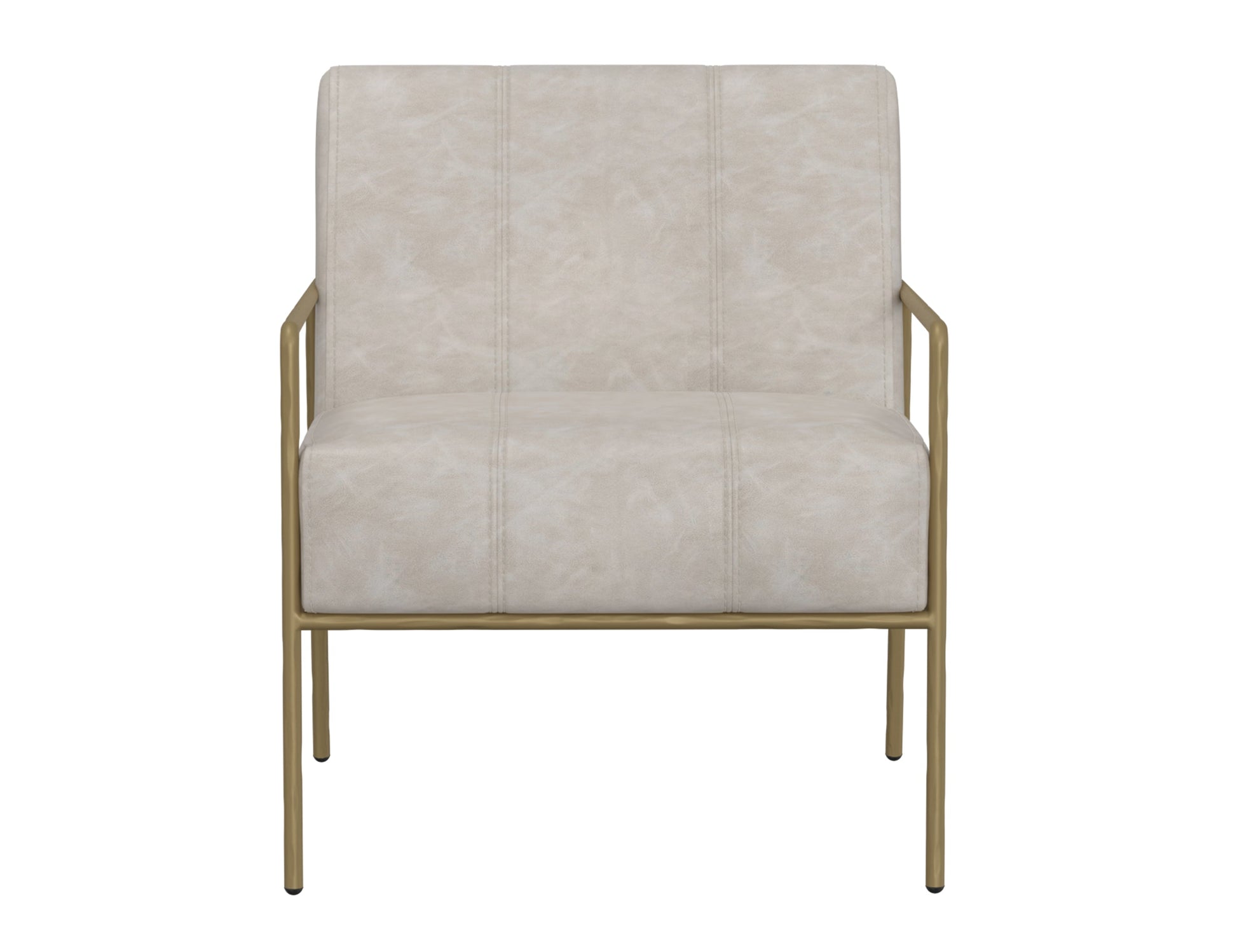 Wooden Frame & Metal Base, Armchair - Ivory